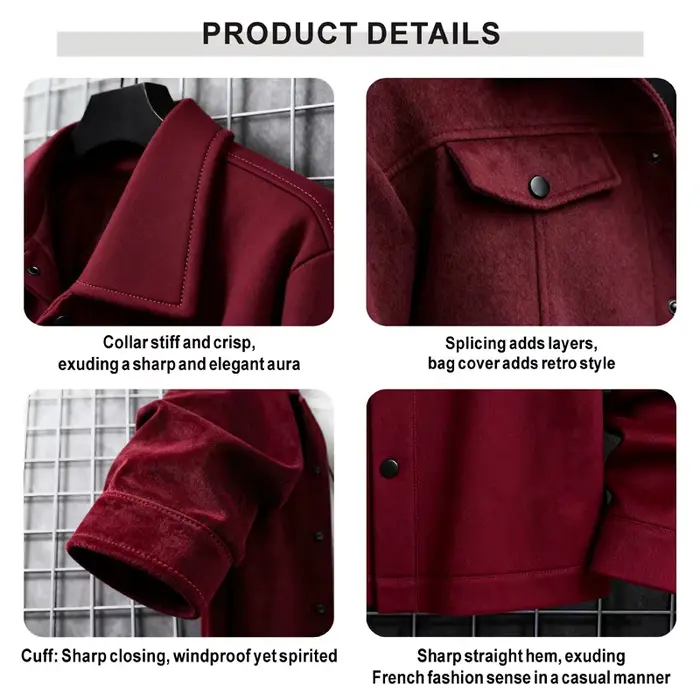 Veste courte en laine à col pour homme, automne et hiver, cardigan décontracté chic, avec poche poit