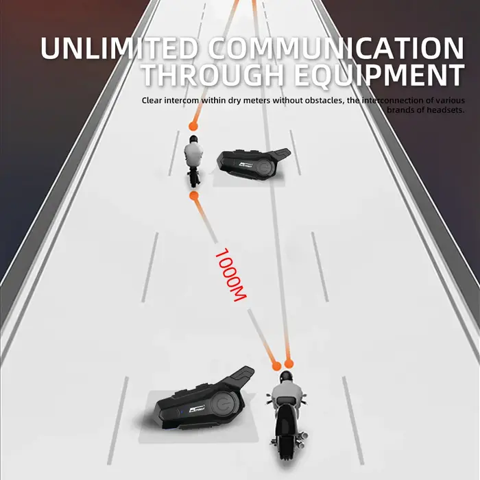 Oreillette Bluetooth sans fil pour moto, appareil de communication pour casque, intercom pour 2 moto
