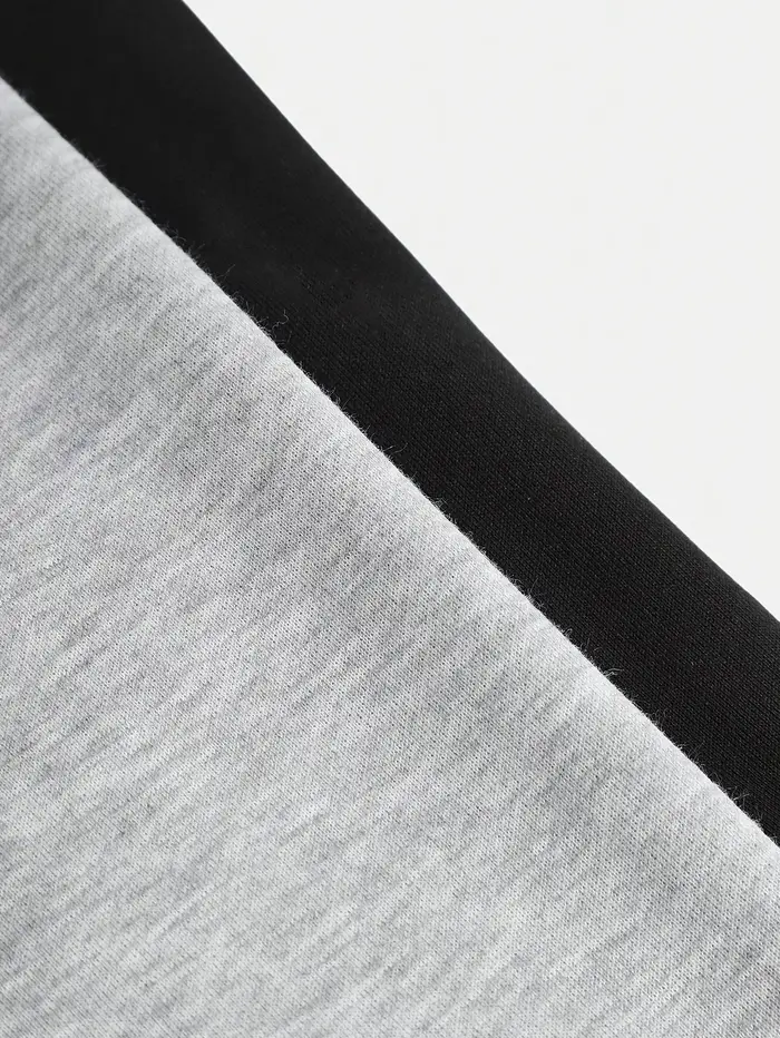 【Ensemble de 2 pièces】 Pantalon ample décontracté à jambes larges en tissu tricoté noir et gris pour