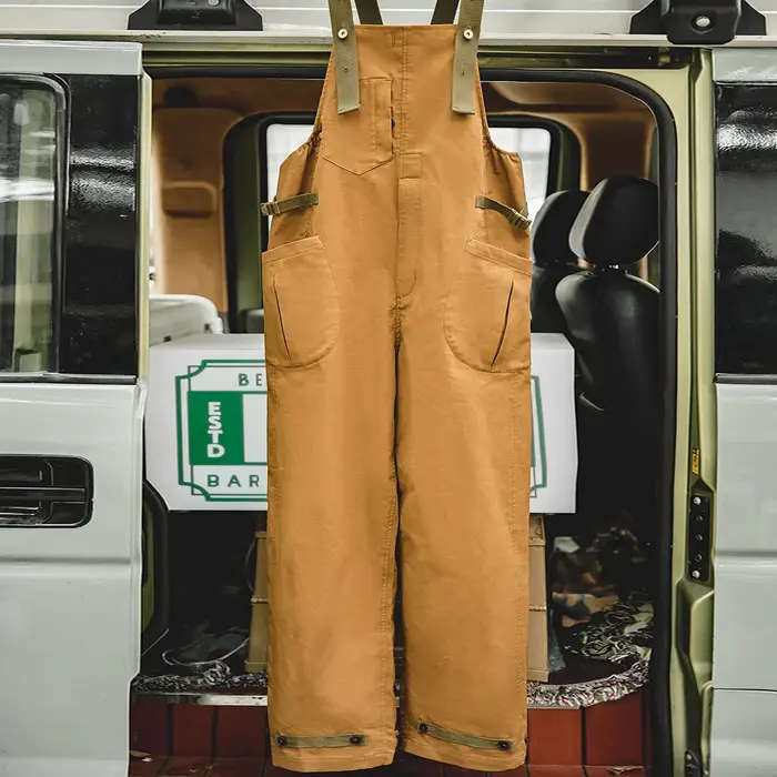 Maden-Pantalon à bretelles rétro américain pour hommes, vêtements de travail, baril droit Amekaji, p