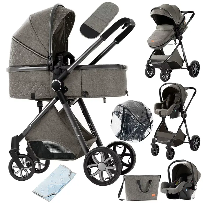 Poussette bébé 3 en 1, landau léger, poussette Portable pour nouveau-né, siège auto avec couffin