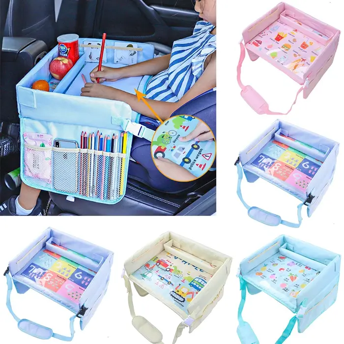 Table de Jeu Étanche pour Siège de Voiture, Siège de Voyage, Sécurité, Jouets Snacks, Porte-Gobelet, Poussette pour Bébé et Enfant