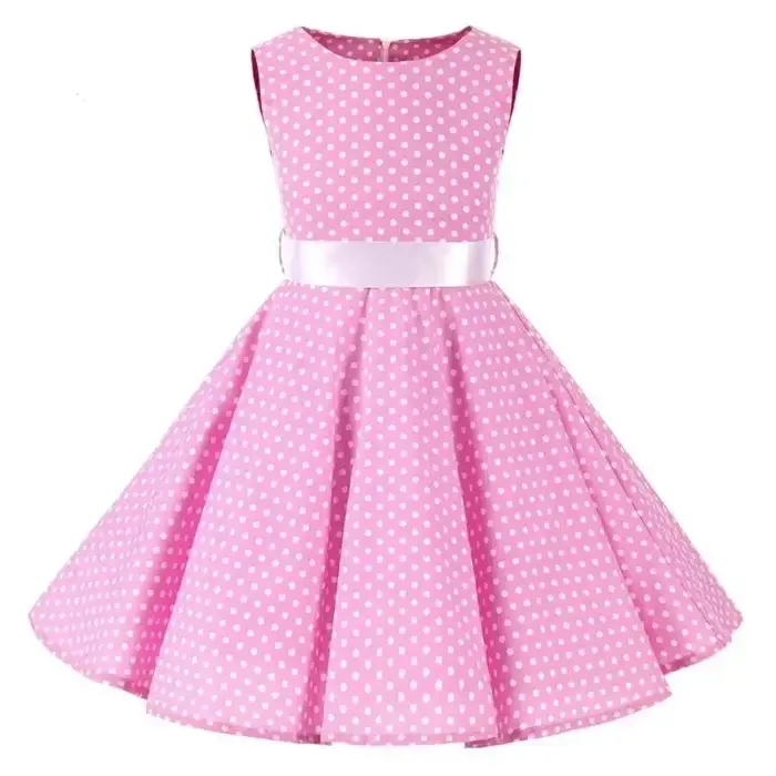 Robe princesse d'été en coton pour filles, balançoire des années 50, Vintage, à pois, fête d'anniver
