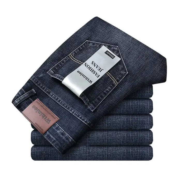 Wthinlee hommes d'affaires jean décontracté droit Stretch mode classique bleu noir travail Denim pan