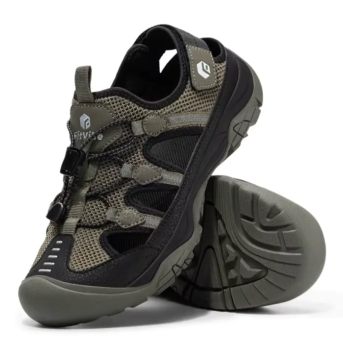 FitVille Sandales pour hommes à largeur large, à bout fermé, pour la randonnée et la natation, avec 