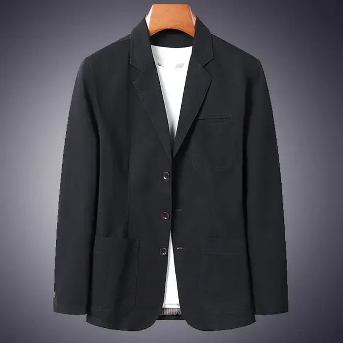Blazer nouveaux hommes mode affaires couleur unie coupe ajustée travail décontracté coton coréen man
