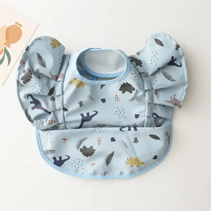 INS Style nordique bavoirs bébé imperméable à manches courtes avec poche alimentation bavoir impermé
