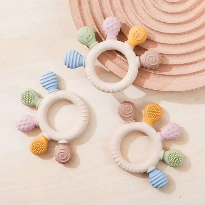 Anneau de dentition en silicone sans BPA pour bébé, jouets TeWindsor pour tout-petit, cadeaux pour b