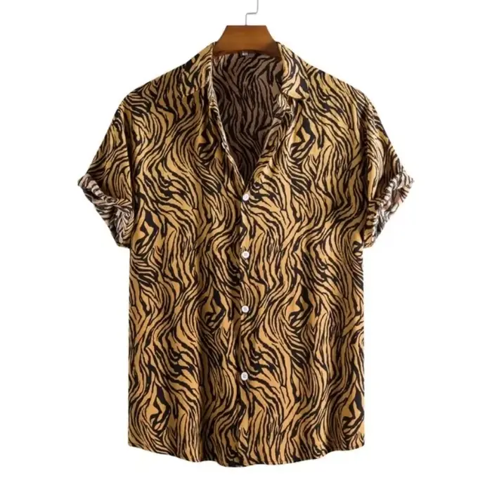 Léopard hawaïen Sexy Floral mâle Camisa coupe ajustée à manches courtes fête plage décontracté homme