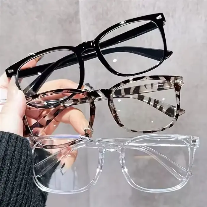 Lunettes à lentilles transparentes carrées minimalistes, barrière de lumière bleue, adaptées à un us
