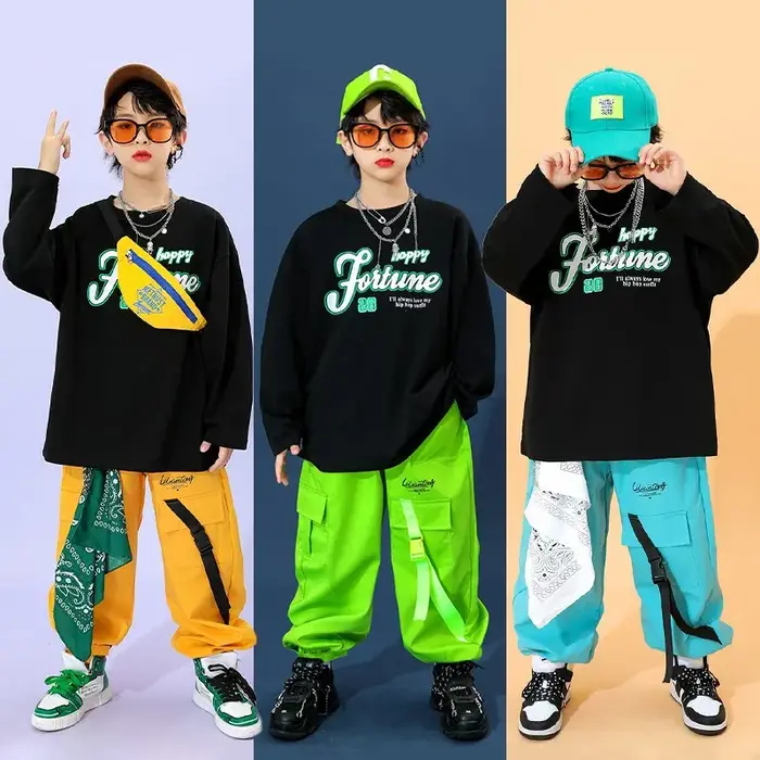 Costumes de danse de rue colorés pour enfants, ensembles hip-hop pour garçons, costumes de défilé po