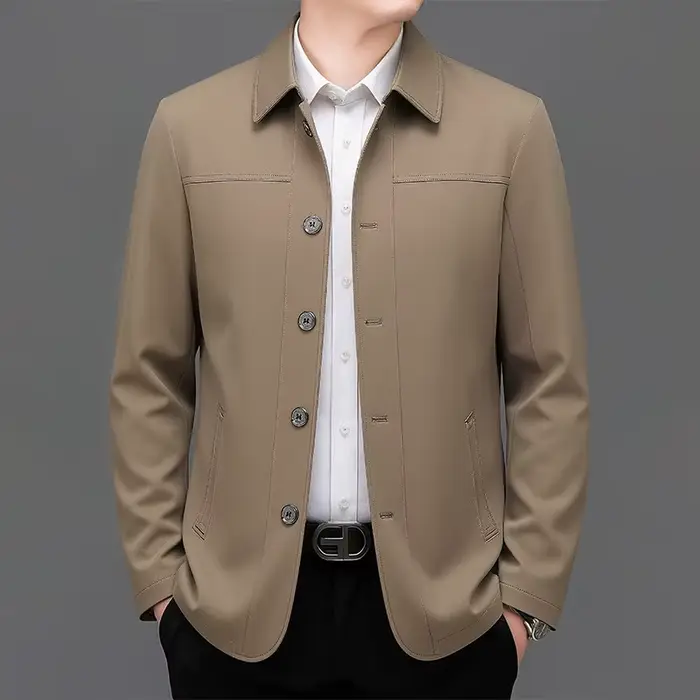 Veste décontractée ample pour homme d'âge moyen, idéale pour le printemps et l'automne, convient aux