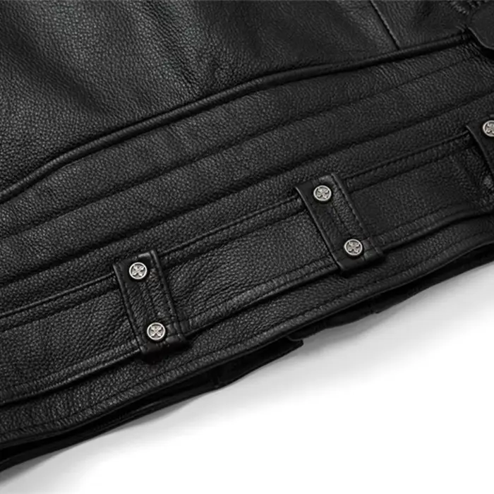 Veste de motard en cuir naturel pour homme, couche supérieure, cuir de vachette, rétro, pierre tremp