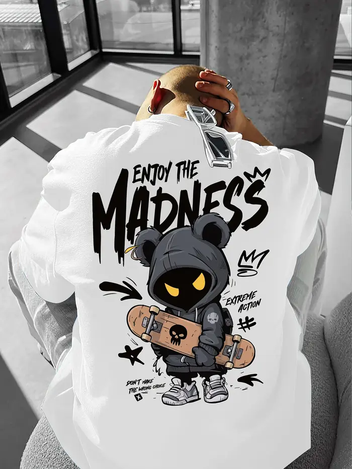T-shirt col rond pour hommes européens et américains, nouveau design d'été imprimé de dessin animé, 