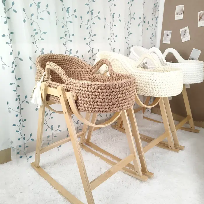 Berceau pour nouveau-né, nid de bébé, chaise longue pour nouveau-né avec cadre en bois et matelas do