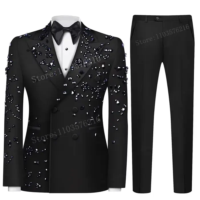 Costume 2 pièces personnalisé pour hommes, coupe cintrée, Double boutonnage, luxe, haute qualité, or