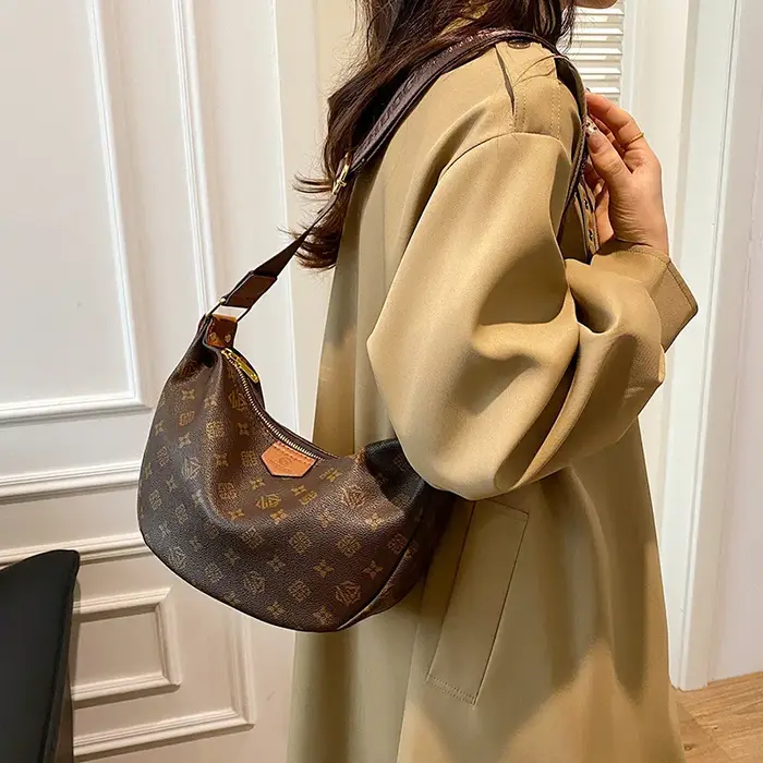 Jiaozi – sac transfrontalier rétro bloc de couleur, nouvelle mode, sac croissant de grande capacité,