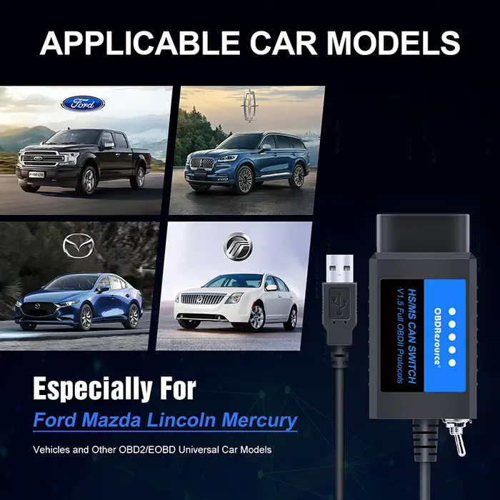 OBDResource FORSCan ELM327 adaptateur USB Scanner OBD2 lecteur de Code programmation avec HS/MS pour