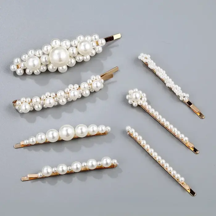 1 ensemble de pinces à cheveux en perles faites à la main pour femmes, Barrettes à fleurs géométriqu