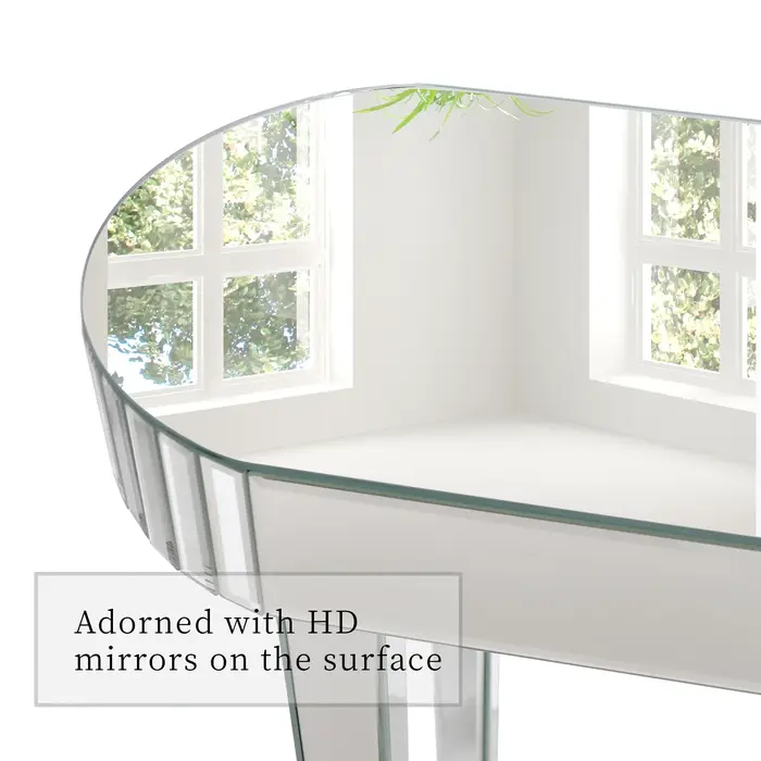 Table console miroir finition lisse, coiffeuse de maquillage miroir pour femmes, bureau de bureau à 