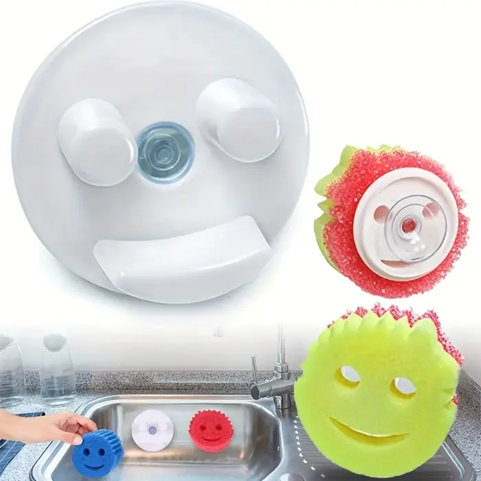 Support pour éponge, support pour éponge avec ventouse, support pour éponge de cuisine/salle de bain, pour éponge ronde (sans éponge)