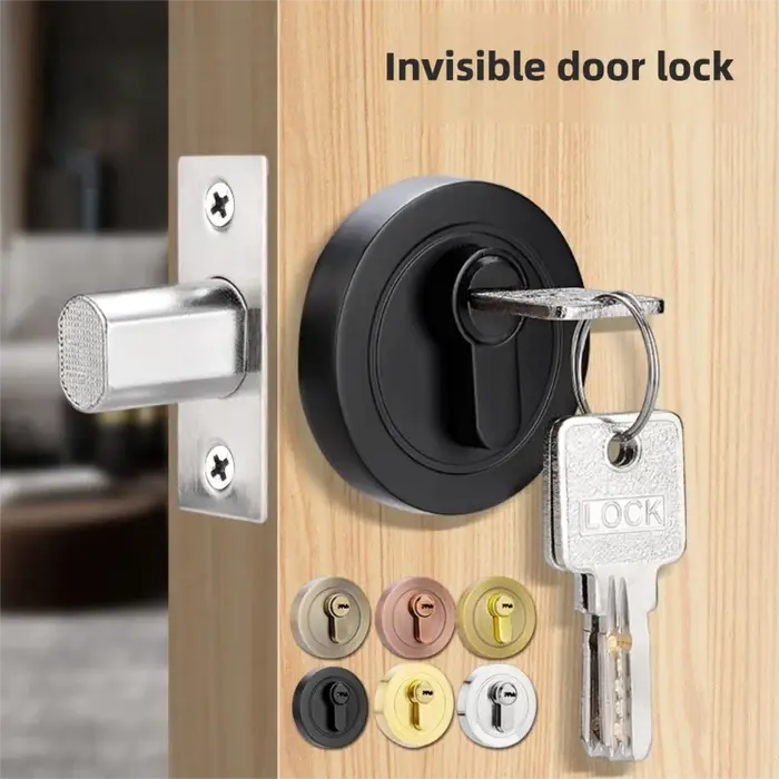 Serrure de porte dissimulée encastrée pour porte en bois simple et double face chambre couloir sécurité architecturale intime