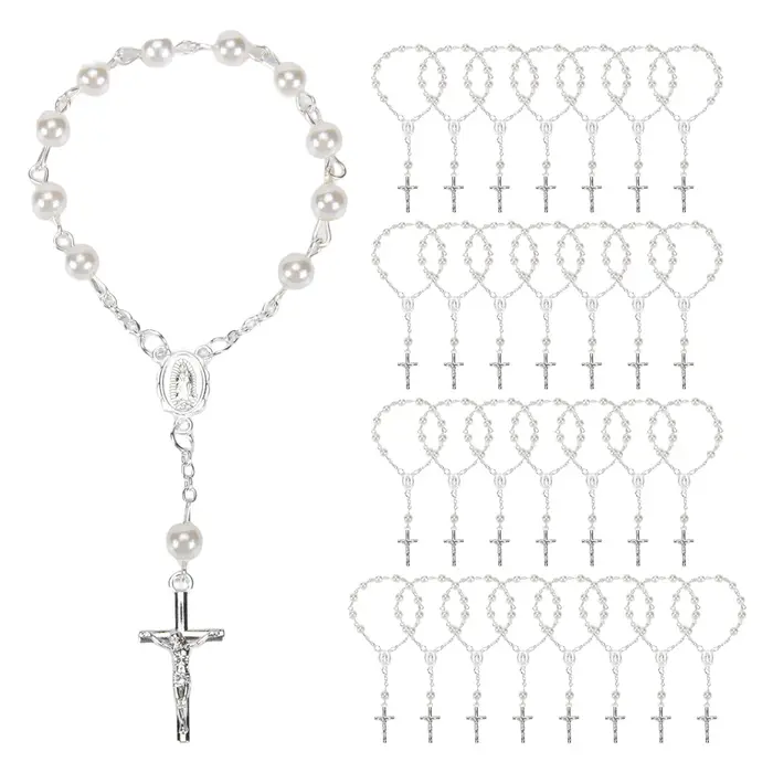 Chapelet de baptême en fausses perles, 30 pièces, pour communion