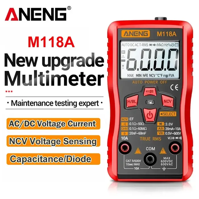 Multimètre numérique Mini Mmultimetro 6000 points ANENG M118A tension ca capacité automatique résist