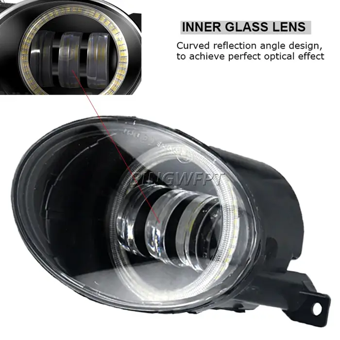 Feu antibrouillard œil d'ange pour voiture, 2 pièces, lentille LED, feux de jour DRL 30W 6000LM 12V 