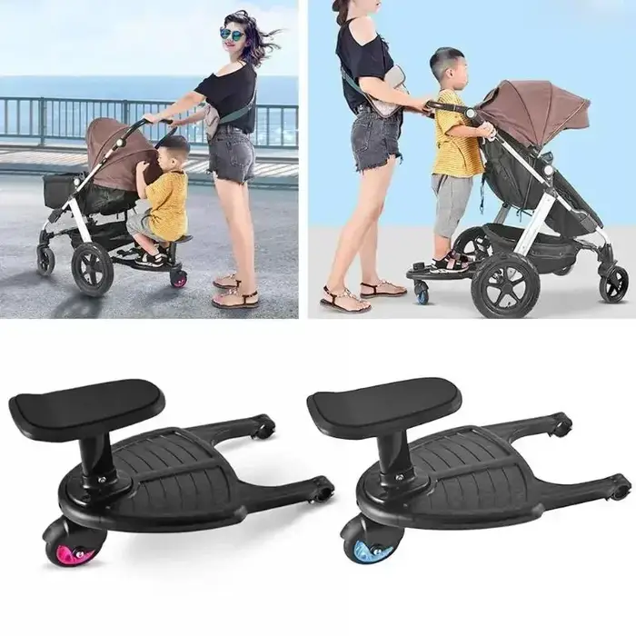 Poussette pour bébé avec adaptateur de pédale de poussette, fixation de poussette, siège amovible et plate-forme sur pied pour promenades quotidiennes et voyages en famille