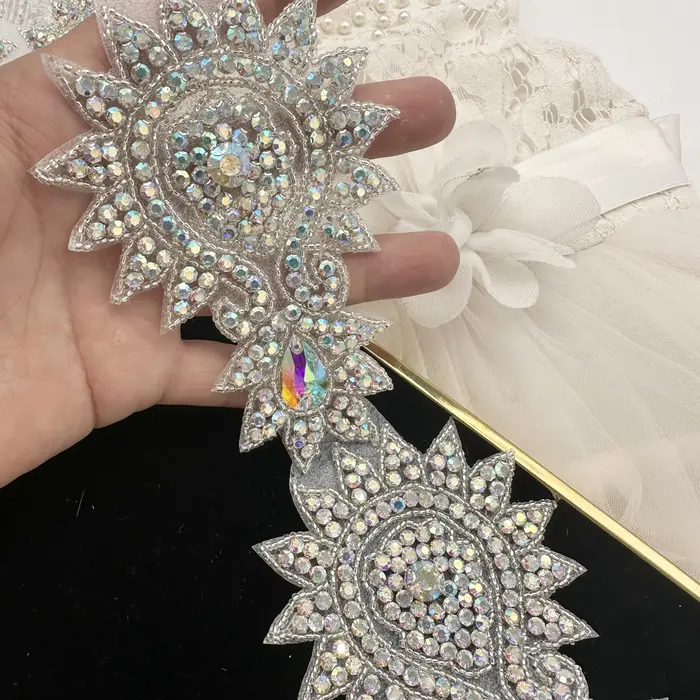 Perles en verre cristal artificiel SilverAB, accessoires de vêtements DIY avec film thermocollant à 