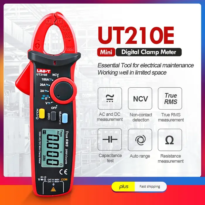 UNI-T UT210E Mini pince multimètre de courant numérique AC DC voltmètre de tension 100A ampèremètre 