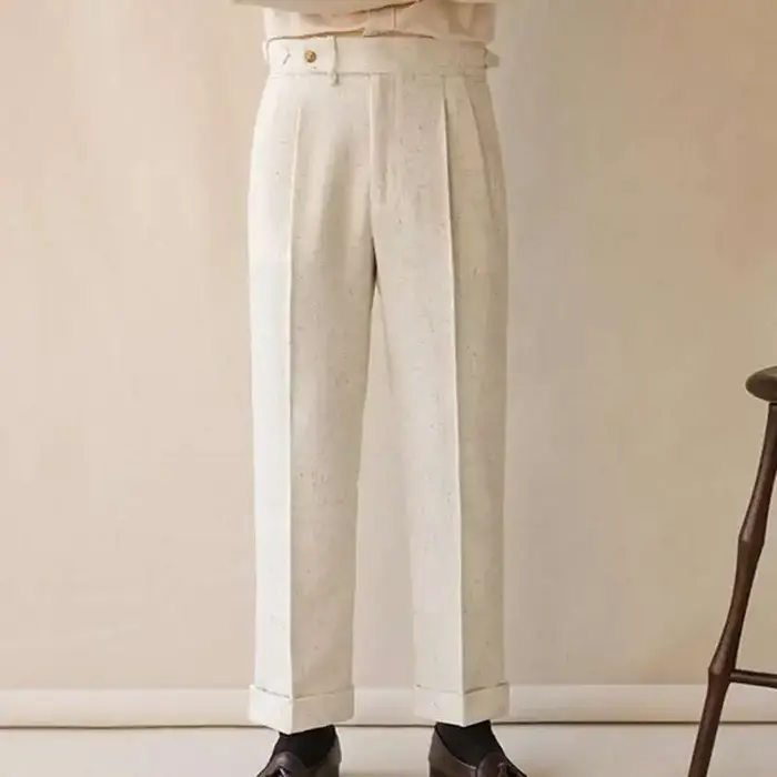 Pantalon de surintendant décontracté taille haute pour hommes, jambe droite, bouton Paris, affaires,