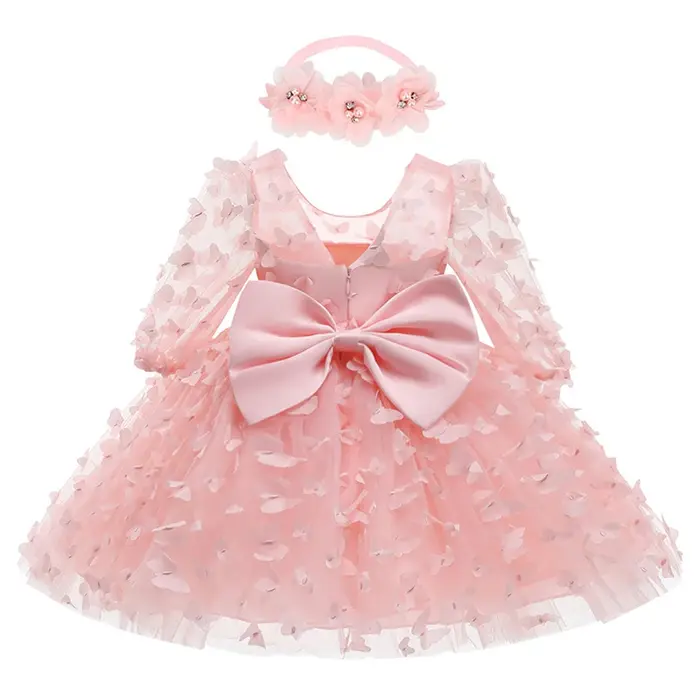 Robe pour nouveau-né de 3 6 9 12 18 24 mois, en maille à fleurs, à la mode, petite princesse, cadeau
