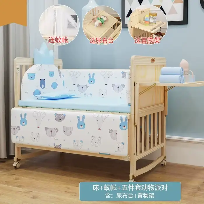 Berceau intelligent réglable en 3 étapes sur roulettes – Convertit vers le lit à bascule et le lit, 