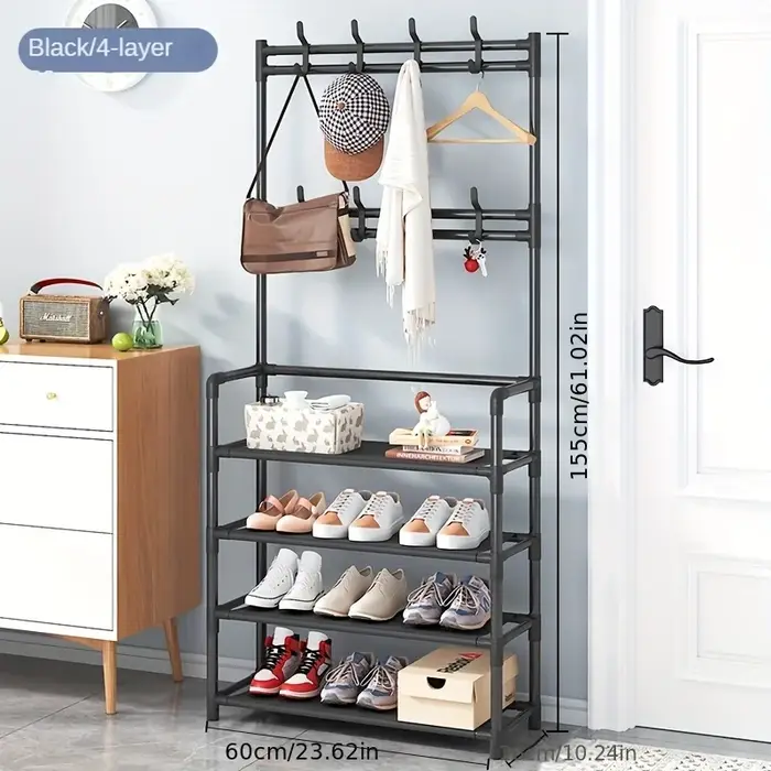 Porte-manteau et chaussures en métal à 4/5 niveaux avec 8 crochets, pour salon, chambre à coucher, b