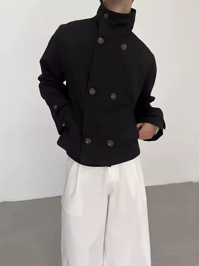 Mauroicardi printemps automne kaki court Trench manteaux homme col montant Double boutonnage élégant