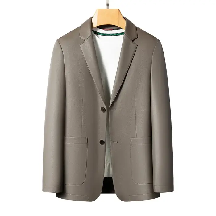 Vestes en cuir de printemps et d'automne, costumes en cuir décontractés, vestes en cuir pour hommes,