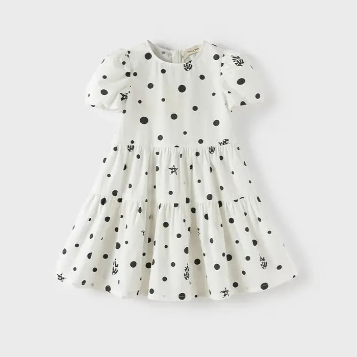 Dave Bella – robe de princesse à manches courtes pour filles, en coton, pour fête d'été et de printe