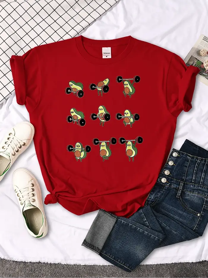 T-shirt femme avocat image de dessin animé t-shirt d'haltérophilie pour femmes Harajuku décontracté 