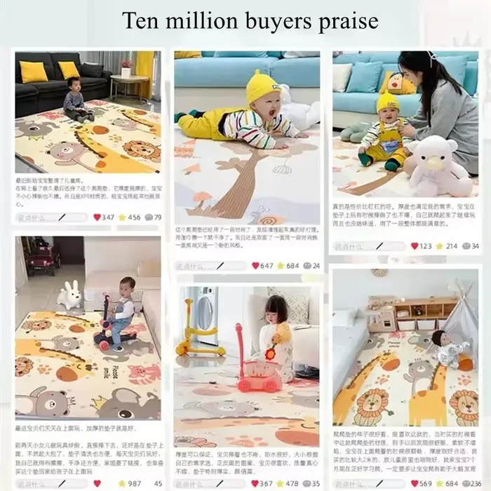 Tapis de jeu non toxique en EPE haute qualité pour bébé - 5 tailles adaptées au développement moteur et sensoriel de l'enfant pour jouer, ramper et se détendre en toute sécurité