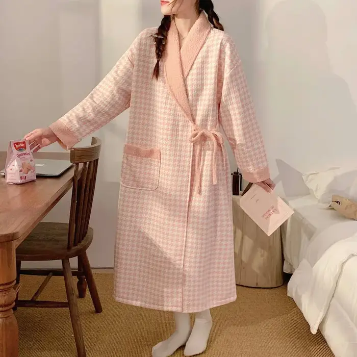 Pyjama de maternité thermique doux pour femme, chemise de nuit ample pour allaitement, robe de nuit 