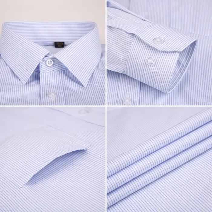 Haute qualité 100% coton hommes robe à manches longues chemise nouveau solide mâle grande taille cou