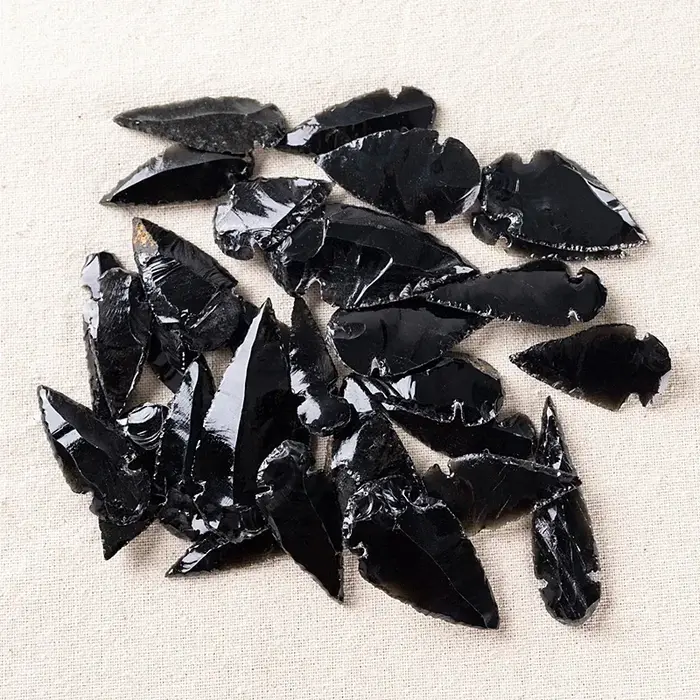 Quartz obsidienne en forme de flèche naturelle, 3 pièces, cristal d'esprit maléfique, décoration de 