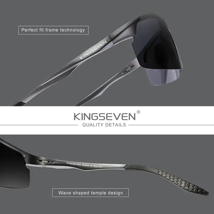 Véritable KINGSEVEN polarisé hommes lunettes de soleil en aluminium conduite miroir lentille mâle lu