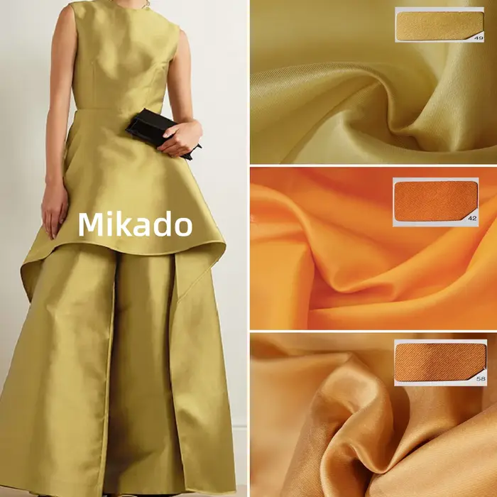 Tissu en satin sergé de couleur unie, dur et croustillant, pour robe de mariée de styliste Mikado, à