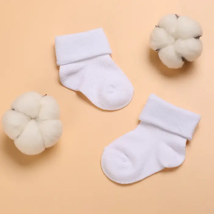 Chaussettes courtes en coton et dentelle pour bébés 0-1 an blanc immaculé pour garçons filles occasions spéciales baptême