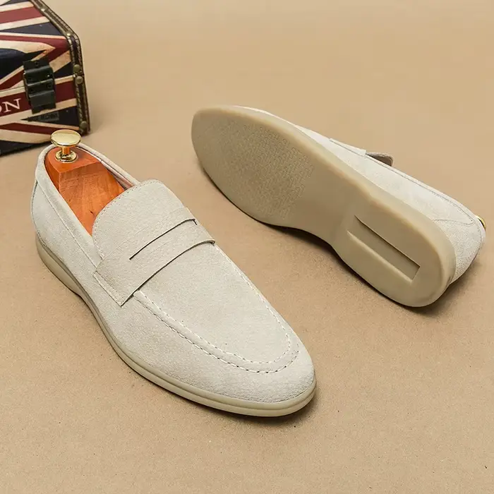 Chaussures pour homme en cuir suédé rétro de créateur, mocassins à enfiler, chaussures habillées Pen