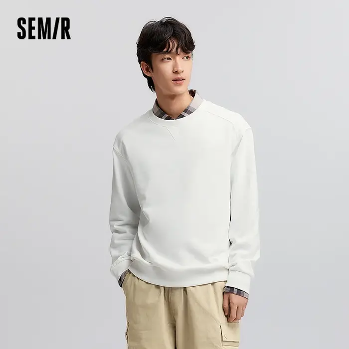 SEMIR-Pull à Manches sulfet Col Rond pour Homme, Vêtement Simple et Polyvalent, Décontracté, Couleur