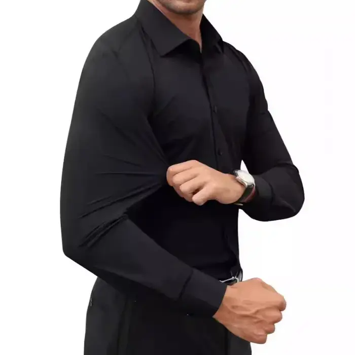 Chemise décontractée à manches longues pour hommes, élastique à quatre côtés, sans repassage, robe d